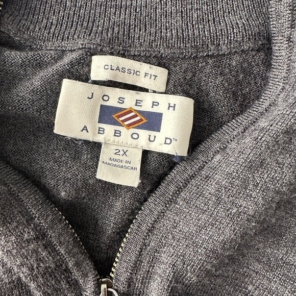 Joseph Abboud 2x quarter-zip gray merino wool blend long sleeve sweater - Picture 10 of 10